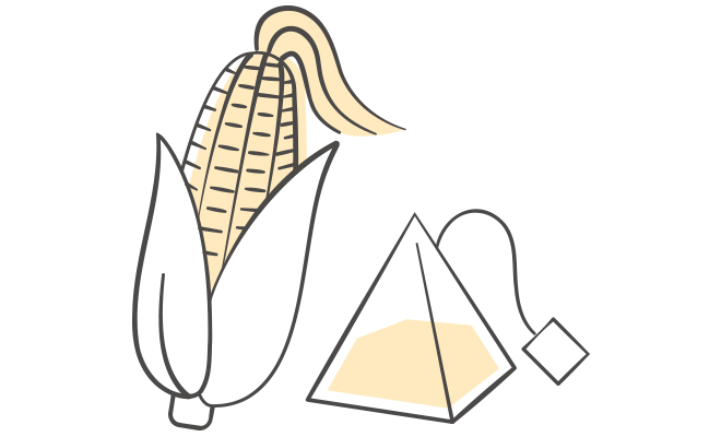 自然に還るとうもろこし由来のティーバッグフィルター