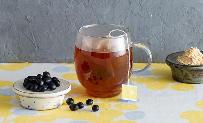 黒豆きな粉と金の焙じ茶　